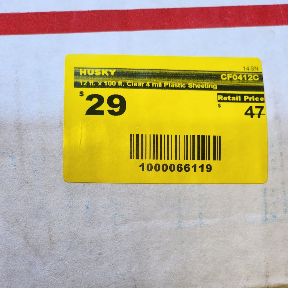12 ft. x 100 ft. Clear 4 mil Plastic Sheeting (CF0412C) 12 ft. x 100 ft. Clear 4 mil Plastic Sheeting (CF0412C)